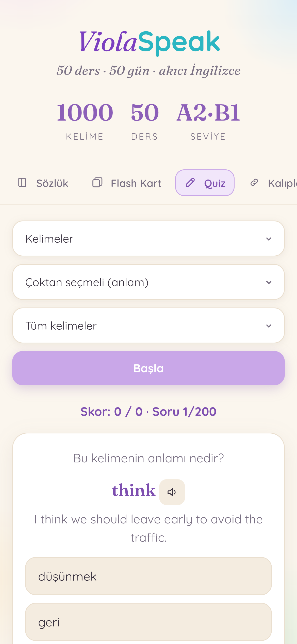 Quiz ekranı